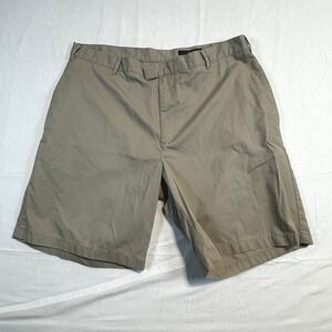 Greg Norman Mens Khaki Golf Shorts Waist 40 100 Cotton Shark Print Pockets